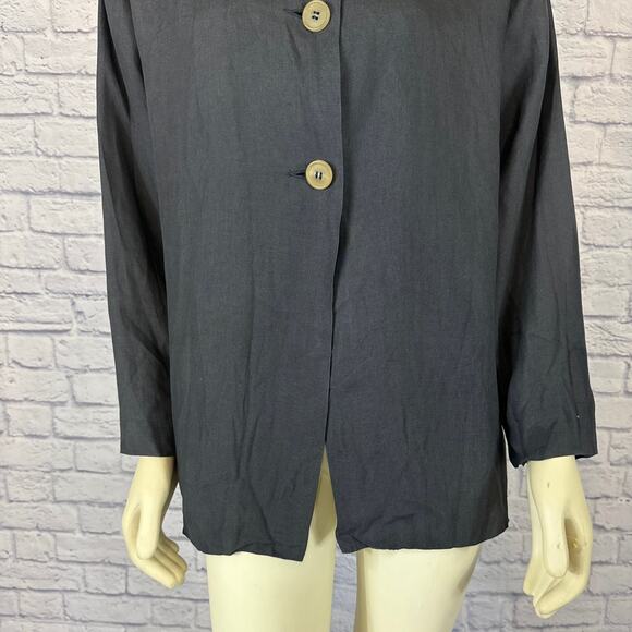 Vintage 90’s LAT NAYLOR THINK TANK black linen top/ jacket size medium to large - Picture 4 of 12